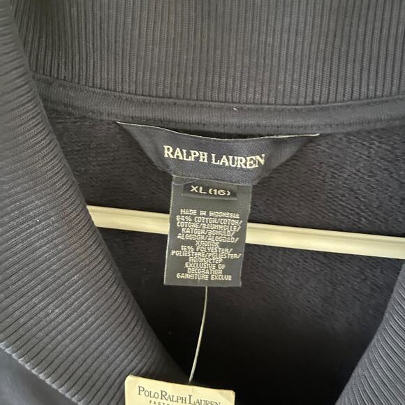 Ralph Lauren Girls Fleece Dress 16 XL Navy Blue Shawl Collar Long Sleeve Casual - Picture 8 of 12